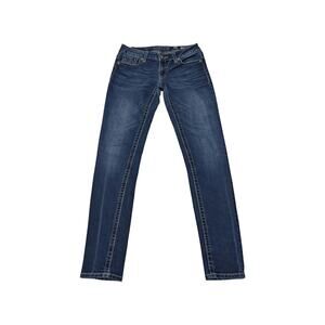 Miss Me Embroidered Skinny Jeans Medium Wash Low Rise Waist Womens 27 Western